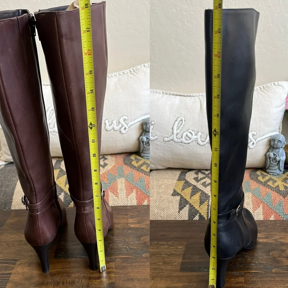 Ralph Lauren ELBERTA Leather Ankle Strap Tall Heeled Boots US8 (Black sold) - Picture 9 of 11